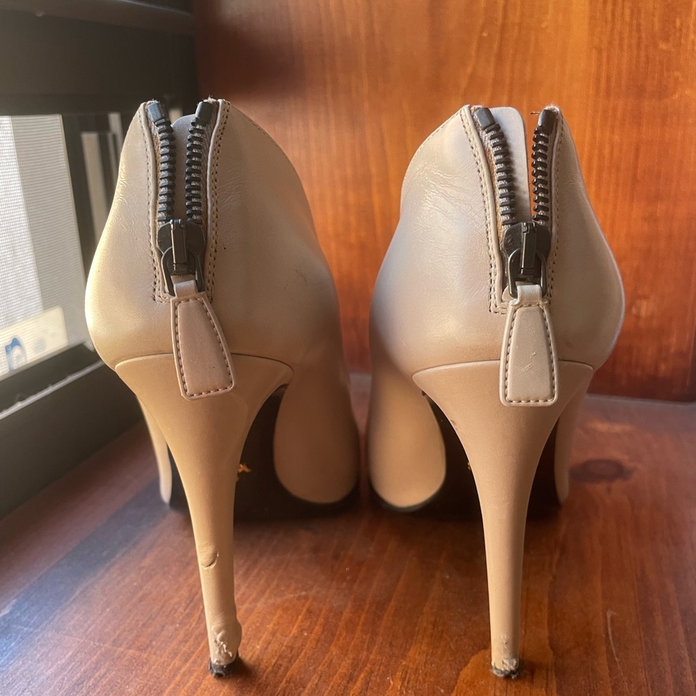 Prada Women's Tan Peep-Toe Booties size 37.5 - Picture 3 of 8